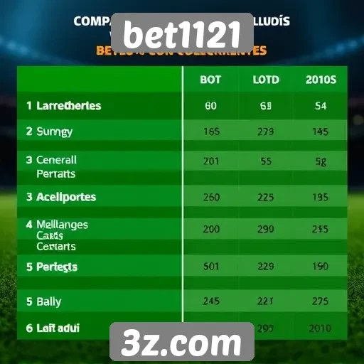 Comparativo de odds entre bet1121 e concorrentes